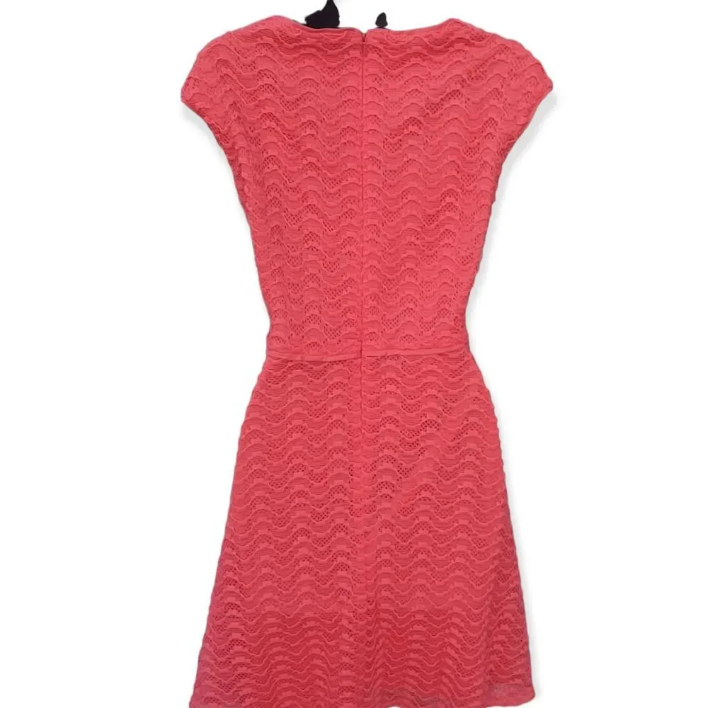 Liz Claiborne A-line Textured Short Sleeve Coral Dress Size 8 - Picture 4 of 4